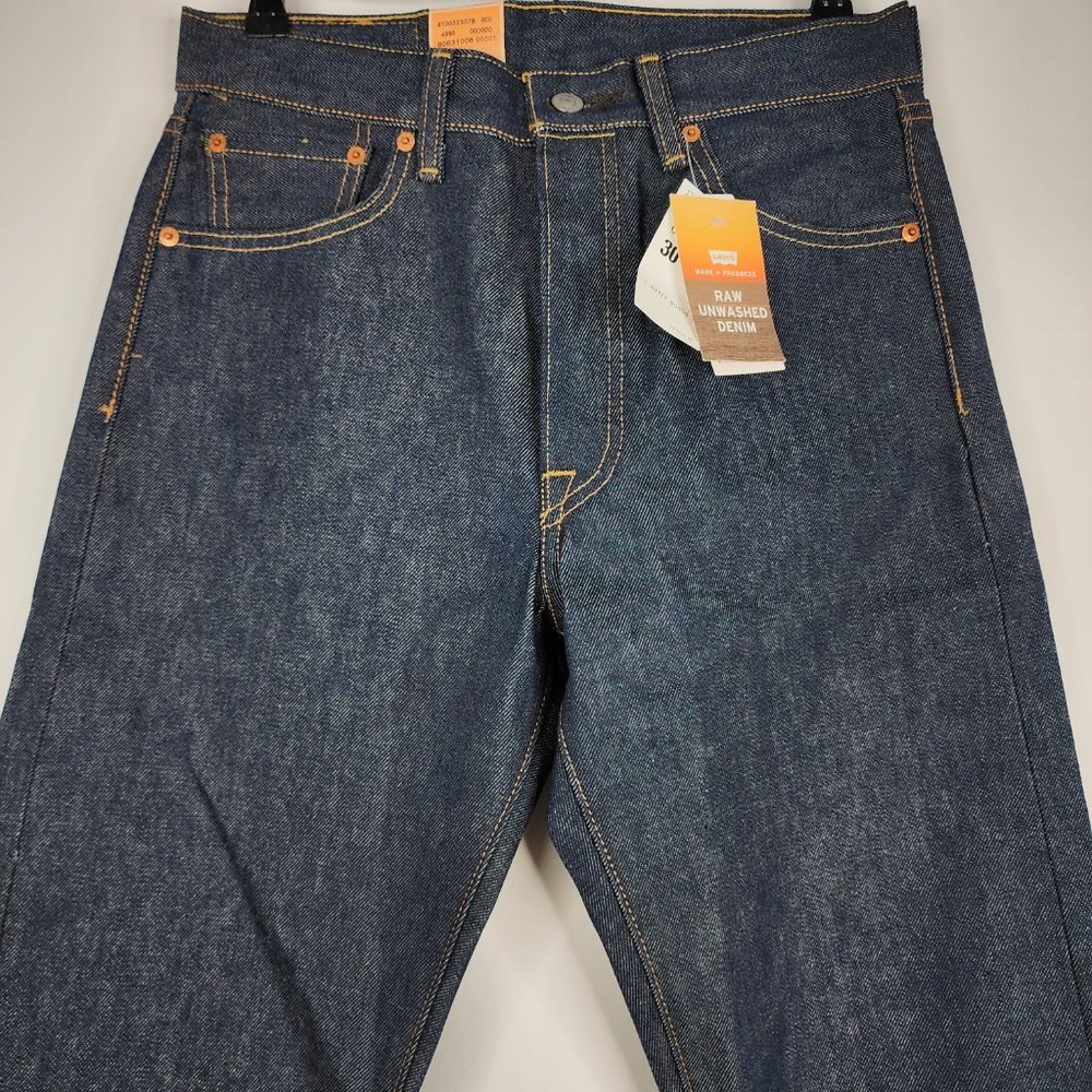 Levi's 501 30X36 Raw Unwashed Shrink To Fit Straight Leg Denim Jeans Men's NWT - Picture 2 of 11